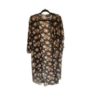 Daniel Rainn Women's Multicolor Floral Bohemian Long Cardigan Kimono Size XS